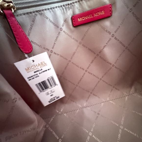 Michael Kors Medium Satchel Shoulder Tote Bag Palm Electric Pink Multi - Picture 11 of 13